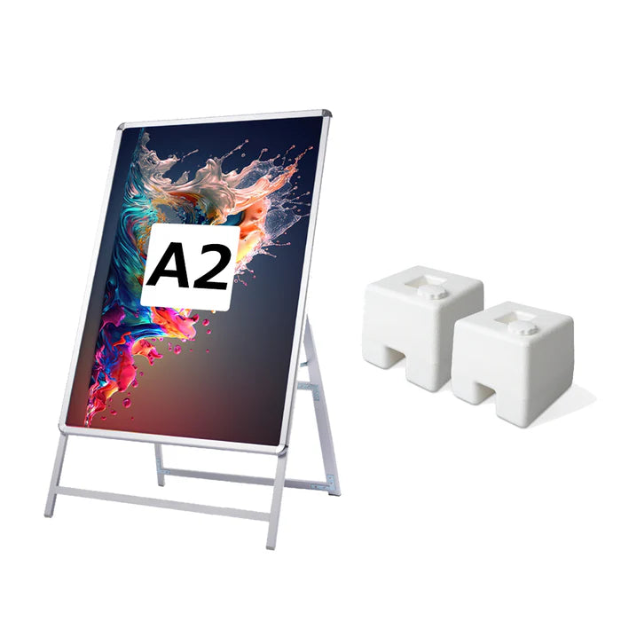 A型スタンド看板 A2 片面 屋外対応 風対策セット 3点セット シルバー・ブラック・木目 3色展開 店舗用看板 3set-jc-a2-s-pps