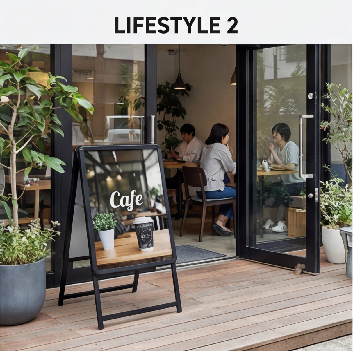 A型スタンド看板 A1サイズ 両面仕様 屋外対応 防水 耐候 軽量 アルミフレーム 折りたたみ式 スタンドサイン 店舗用看板 シルバー ブラック 木目 ホワイト a1-d