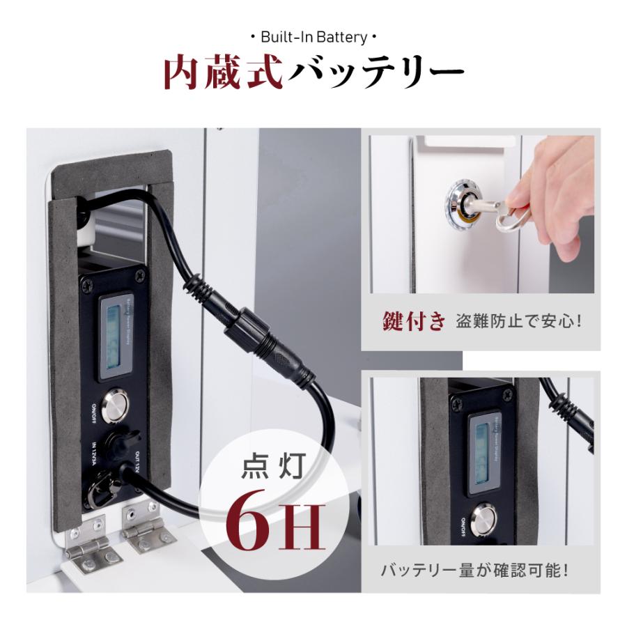 LED充電式コードレス電飾スタンド看板 店舗用看板 高さ1200mm 黒白 2色bnm-1200s 代引不可