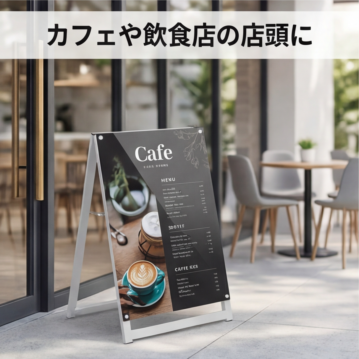 A型スタンド看板 A1サイズ 化粧ビスタイプ 片面仕様 屋外対応 耐候 軽量 アルミフレーム スタイリッシュ スタンドサイン 店舗用看板 シルバー aas-a1s