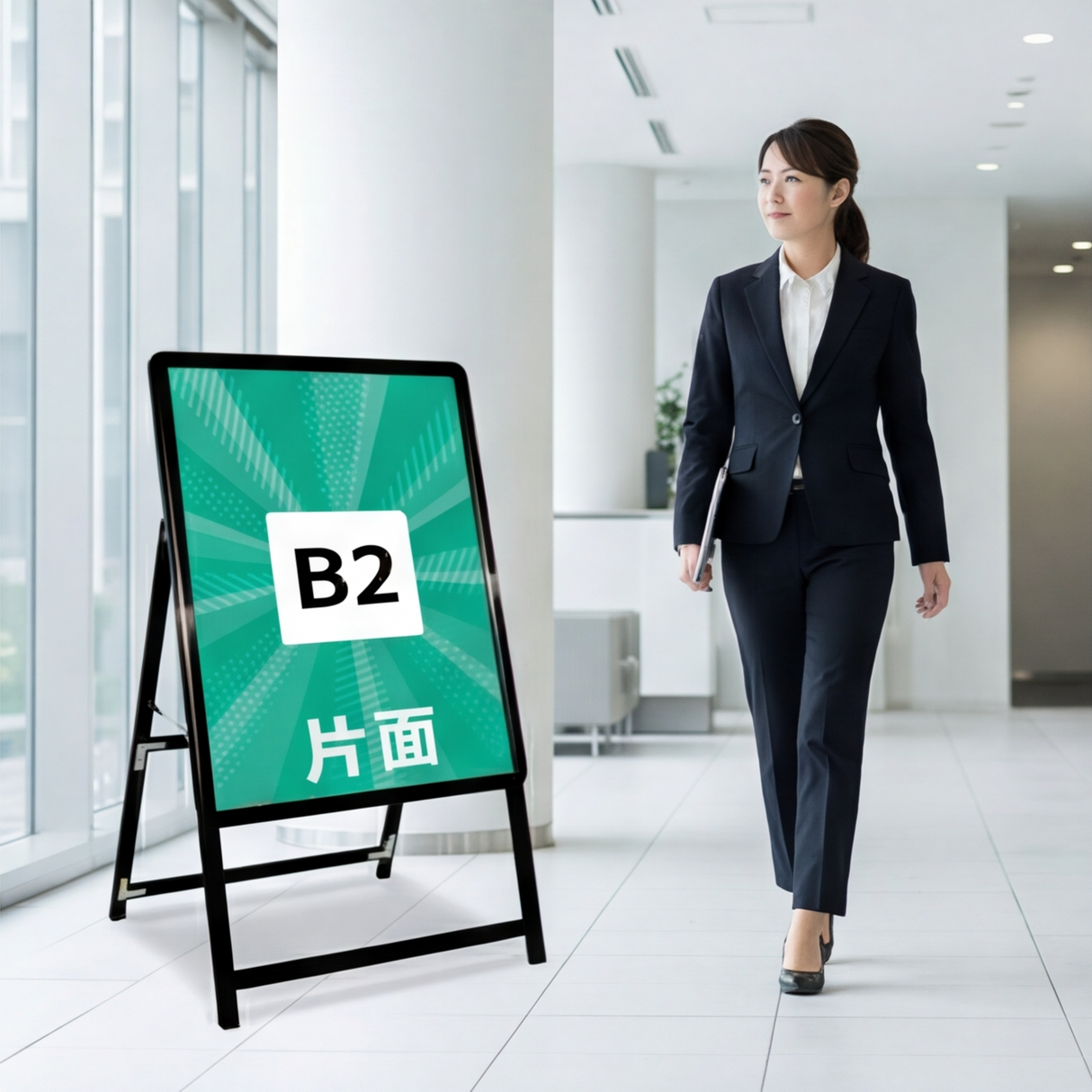 A型スタンド看板 B2サイズ 片面仕様 屋外対応 耐候 軽量 アルミフレーム 折りたたみ式 スタンドサイン 店舗用看板 シルバー ブラック 木目 b2-s
