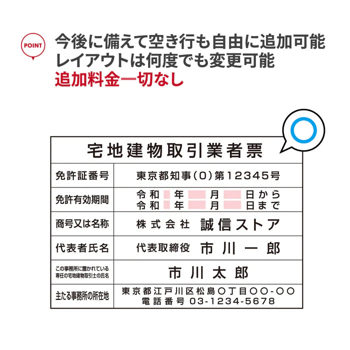 宅地建物取引業者票 法定看板 宅建業者票 事務所・店舗用 更新対応 gs-pl-CT211B