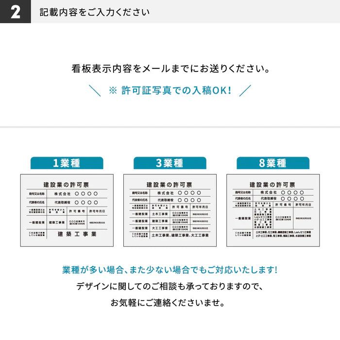 建設業許可票 看板 W450×H350×t3mm 内容印刷込み 文字入れ無料 法定看板 事務所用 gspl-3rb