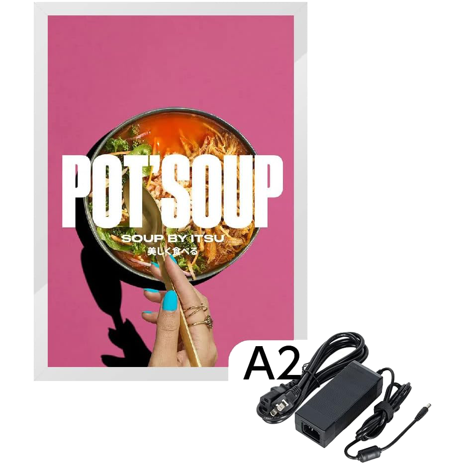 LEDポスターパネル 屋内用 A2 四辺開閉式 シルバー/ブラック W437×H611mm ポスターフレーム LEDパネル ipg2515-a2