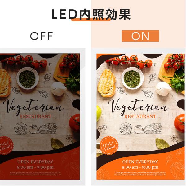 LEDポスターパネル 屋内用 B2 四辺開閉式 シルバー/ブラック W534×H746mm ポスターフレーム LEDパネル ipg2515-b2