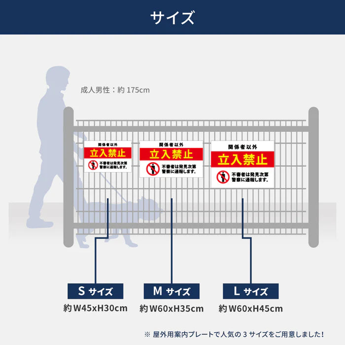 【立入禁止】注意看板 サイズ選択可 横型 屋外対応 注意喚起 標識 オーダー プレート看板 店舗用サイン ks-01