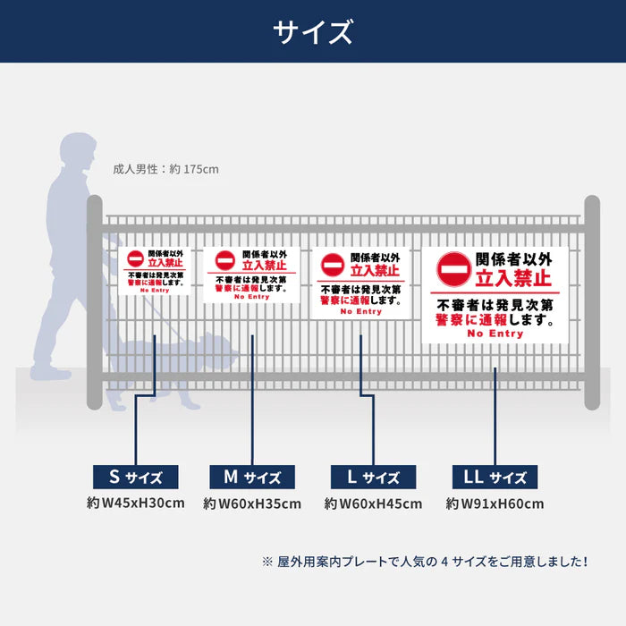 【立入禁止】案内看板 サイズ選択可 横型 屋外対応 注意喚起 標識 オーダー プレート看板 店舗用サイン ks-27
