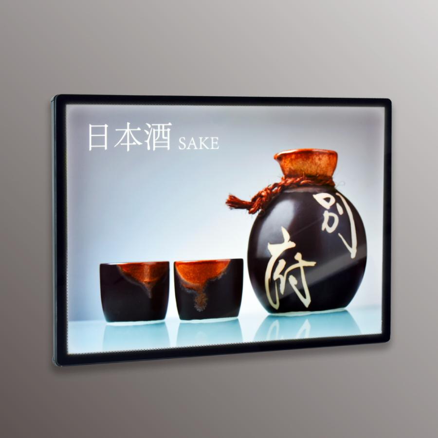 LEDポスターパネル 屋内用 A2 薄型 スライド式 シルバー/ブラック W435×H660mm ポスターフレーム LEDパネル led-pu-a2