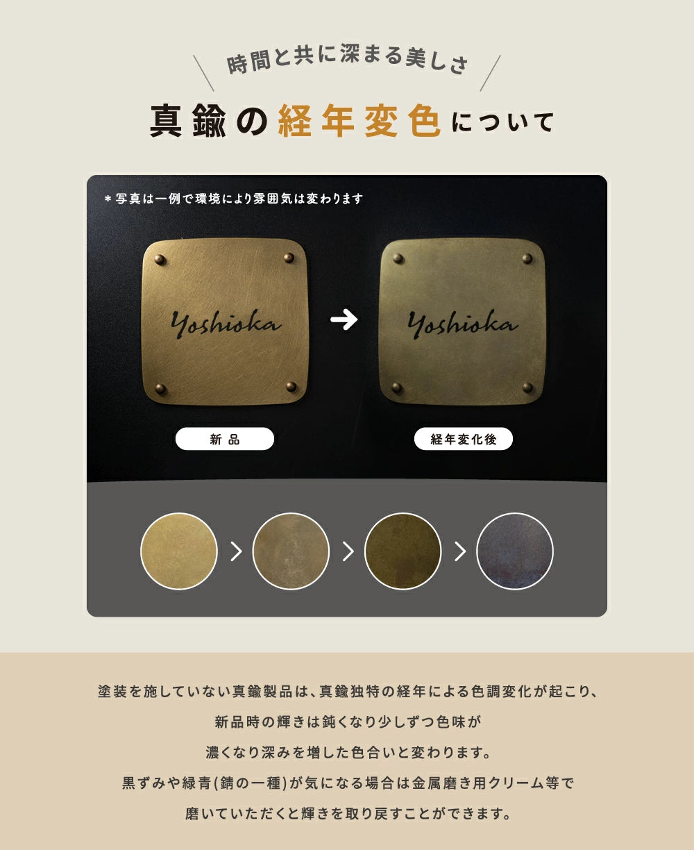 真鍮 表札 極厚 5mm 黄銅 玄関 約W130角/150角 シンプル 戸建 筆記体 二世帯 番地 洋風 和風 和モダン 正方形 劣化しにくい 水に強い 真鍮メッキ sh-nm0008z