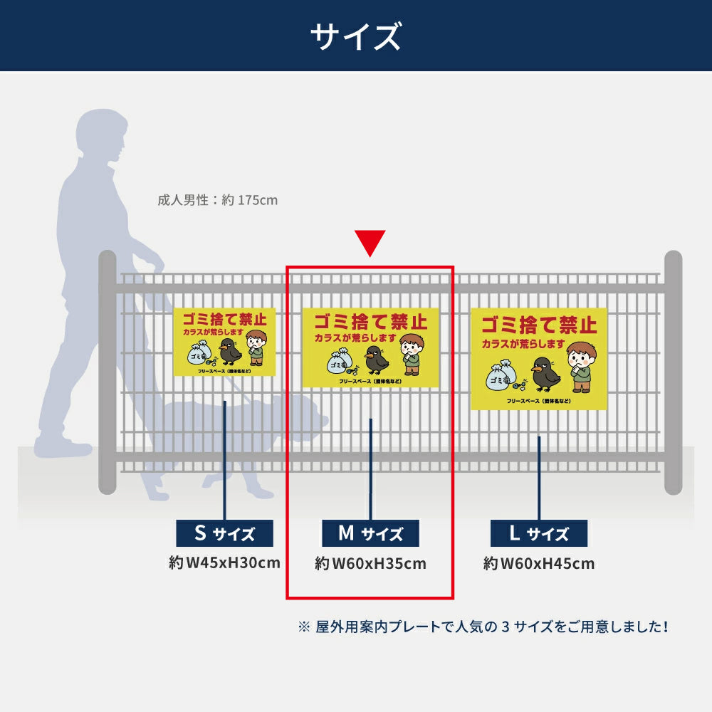 ゴミ捨て禁止看板 不法投棄禁止サイン マンション・アパート管理用 ゴミ分別注意 屋外用 不動産管理看板 選べる3サイズ su-gm-26