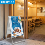 A型スタンド看板 B1 両面表示 屋外対応 防風 風対策セット 付属品付き 2点セット シルバー ブラック 木目 店舗用看板 2SET-JC-B1-D