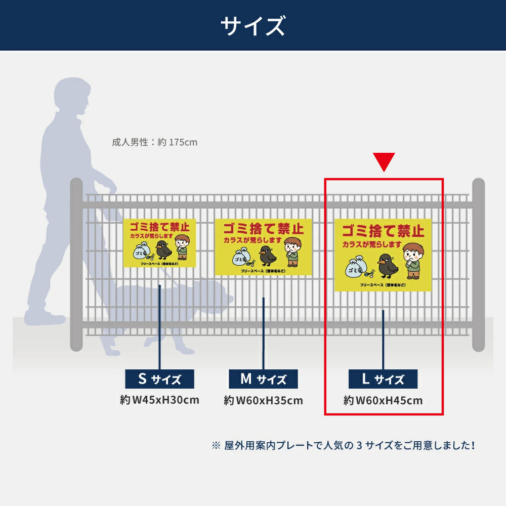 ゴミ捨て禁止看板 不法投棄禁止サイン マンション・アパート管理用 ゴミ分別注意 屋外用 不動産管理看板 選べる3サイズ su-gm-26