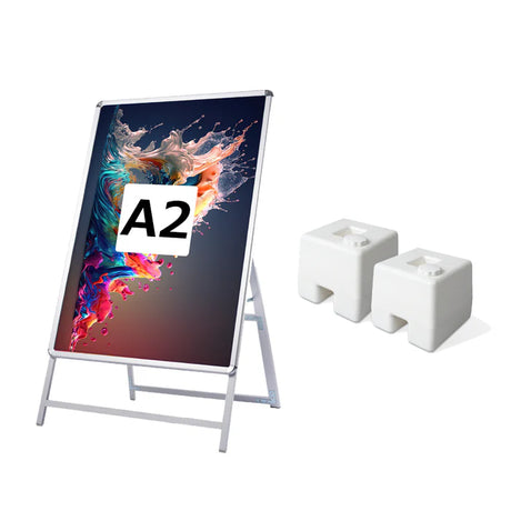 A型スタンド看板 A2 片面 屋外対応 風対策セット 3点セット シルバー・ブラック・木目 3色展開 店舗用看板 3set-jc-a2-s-pps