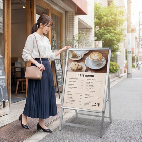 A型スタンド看板 A1 片面 屋外対応 防風 風対策セット 4点セット 3色展開 店舗用看板 シルバー ブラック 木目 4SET-JC-A1-S