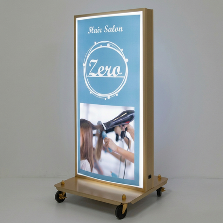 LED看板 電飾スタンド看板 内照式スタンド看板 楕円型 W490×H1060mm 店舗用 屋外看板 シルバー ブラック ゴールド adoe-led1060