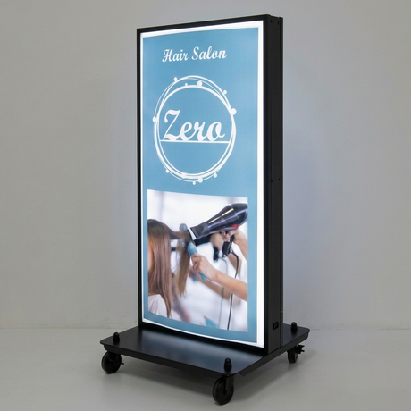 LED看板 電飾スタンド看板 内照式スタンド看板 楕円型 W490×H1060mm 店舗用 屋外看板 シルバー ブラック ゴールド adoe-led1060