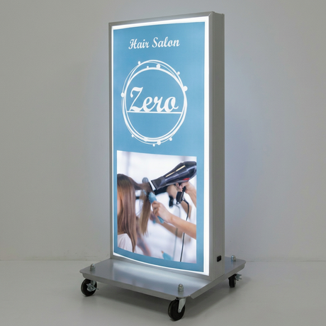 LED看板 電飾スタンド看板 内照式スタンド看板 楕円型 W490×H1060mm 店舗用 屋外看板 シルバー ブラック ゴールド adoe-led1060