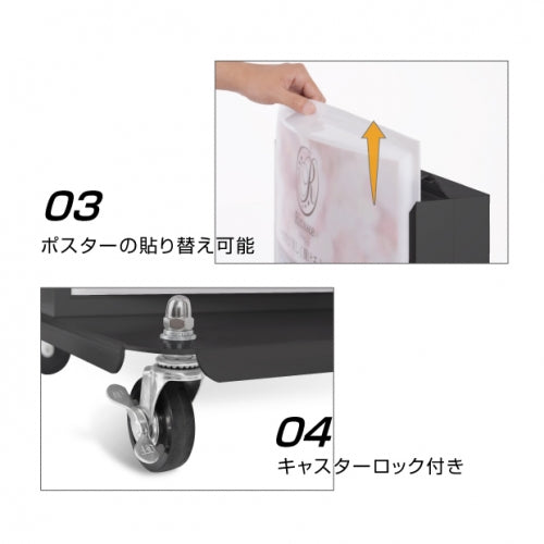 LED電飾スタンド看板 楕円型 内照式 W490×H1310mm 屋外対応 LED看板 スタンド看板 ブラック・シルバー・ゴールド 3色 adoe-led1310