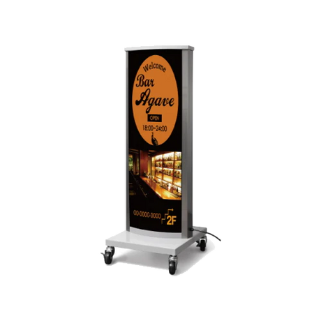 LED看板 電飾スタンド看板 内照式スタンド看板 楕円型 店舗用看板 シルバー ブラック ライトグレー ホワイト AND-480