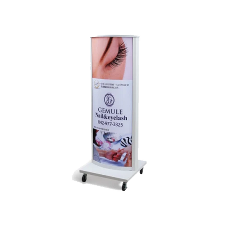 LED看板 電飾スタンド看板 内照式スタンド看板 楕円型 店舗用看板 シルバー ブラック ライトグレー ホワイト AND-480