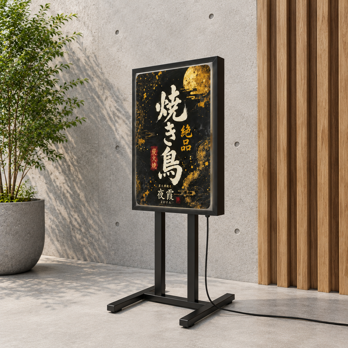 屋外防水 両面式 小型 LEDエッジライト式電飾スタンド看板 W450*H1050mm GSK-1050