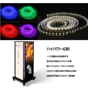 LED看板 電飾スタンド看板 4面表示 ECO点滅 内照式 店舗用看板 LED-F4-1390