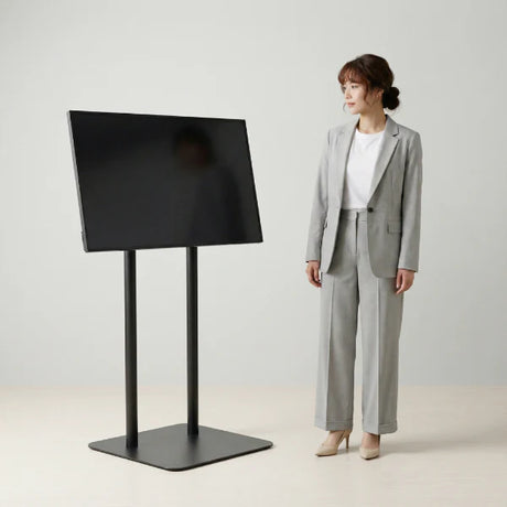 43インチ デジタルサイネージ 2本ポールスタンド付 縦横対応 フルHD 室内用 高さ1360mm TSTV-D43