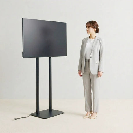 43インチ デジタルサイネージ 2本ポールスタンド付 縦横対応 フルHD 室内用 高さ1698mm TSTV-HD43