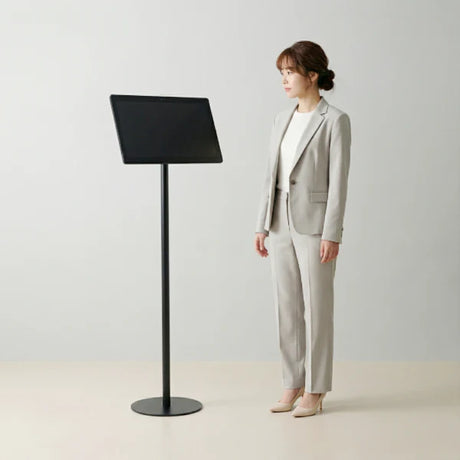 USB再生対応 電子ペーパーサイネージ 15.6インチ スチール製ワンポールスタンド デジタル看板 TSTV-S15