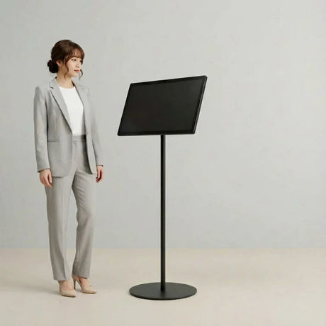 USB再生対応 電子ペーパーサイネージ 21.5インチ スチール製ワンポールスタンド デジタル看板 TSTV-S21