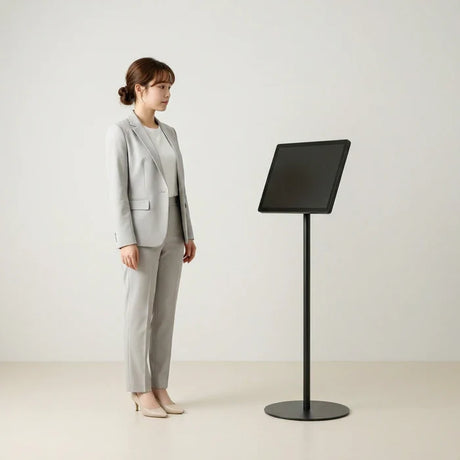 USB再生対応 電子ペーパーサイネージ 23.8インチ スチール製ワンポールスタンド デジタル看板 TSTV-S23