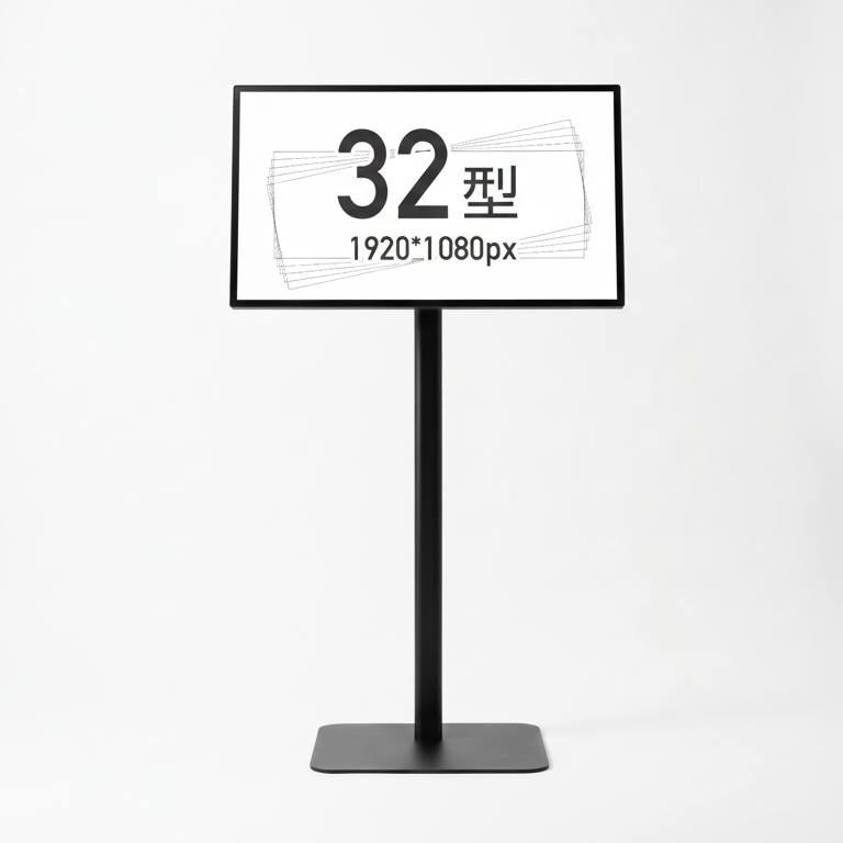 縦横両用 角度調整OK スタンド付きデジタルサイネージ 32インチ 室内用 フルHD（1920×1080）高さ1360mm tstv-s32