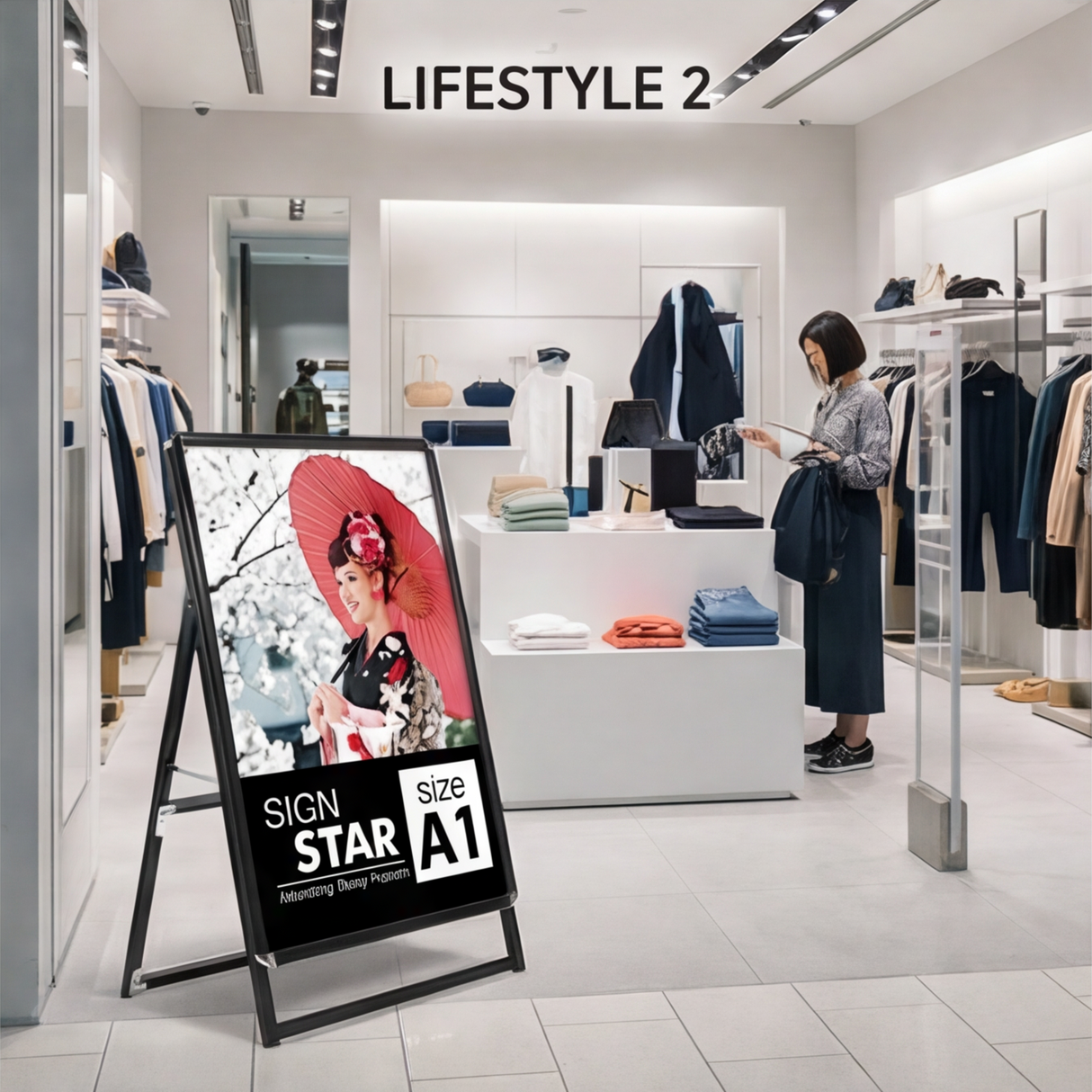 A型スタンド看板 A1サイズ ロータイプ 片面仕様 屋外対応 耐候 軽量 アルミフレーム 折りたたみ式 スタンドサイン 店舗用看板 シルバー ブラック a1-s-low