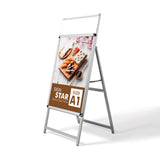A型スタンド看板 A1サイズ カードケース付き 片面仕様 屋外対応 耐候 軽量 アルミフレーム 折りたたみ式 スタンドサイン 店舗用看板 シルバー a1s-s