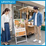 A型スタンド看板 A2サイズ 両面仕様 屋外対応 防水 耐候 軽量 アルミフレーム 折りたたみ式 スタンドサイン 店舗用看板 シルバー a2-d