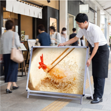 A型スタンド看板 B0サイズ 横型 片面仕様 屋外対応 耐候 軽量 アルミフレーム 折りたたみ式 スタンドサイン 大型看板 店舗用 シルバー b0-s