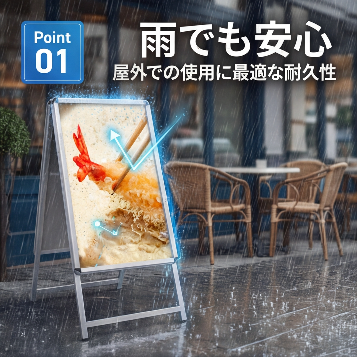A型スタンド看板 C1サイズ 両面仕様 屋外対応 耐候 軽量 アルミフレーム 折りたたみ式 スタンドサイン 店舗用看板 シルバー ブラック 木目 c1-d