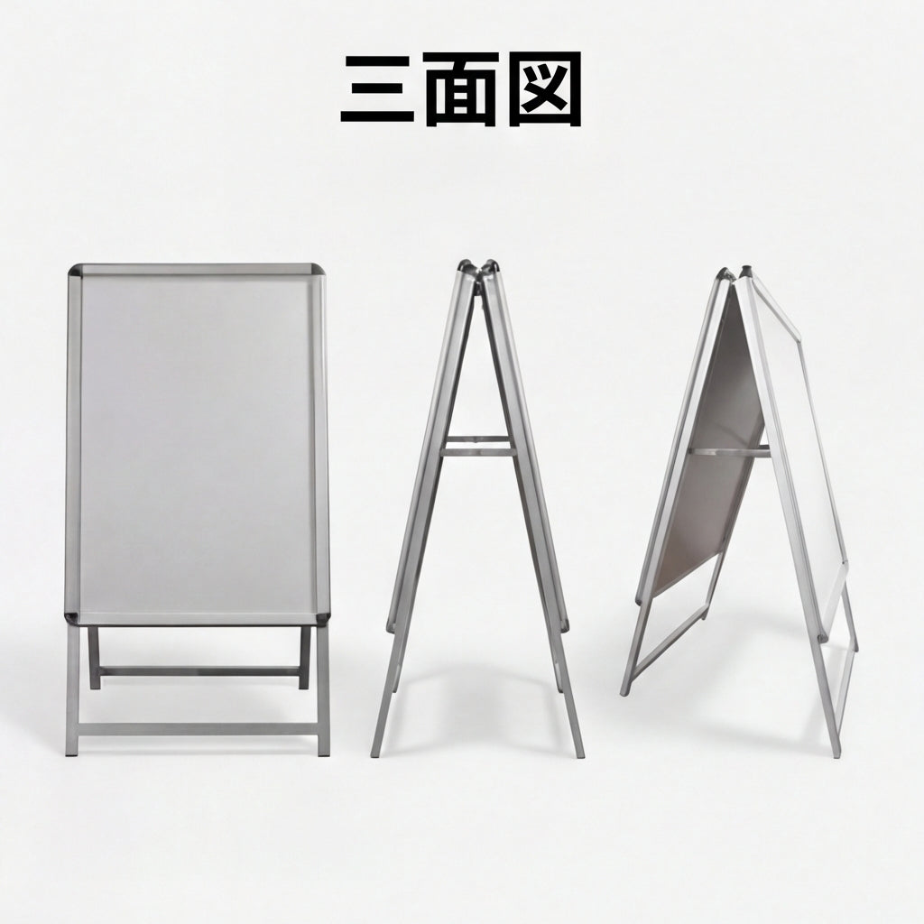 A型スタンド看板 C1サイズ 両面仕様 屋外対応 耐候 軽量 アルミフレーム 折りたたみ式 スタンドサイン 店舗用看板 シルバー ブラック 木目 c1-d
