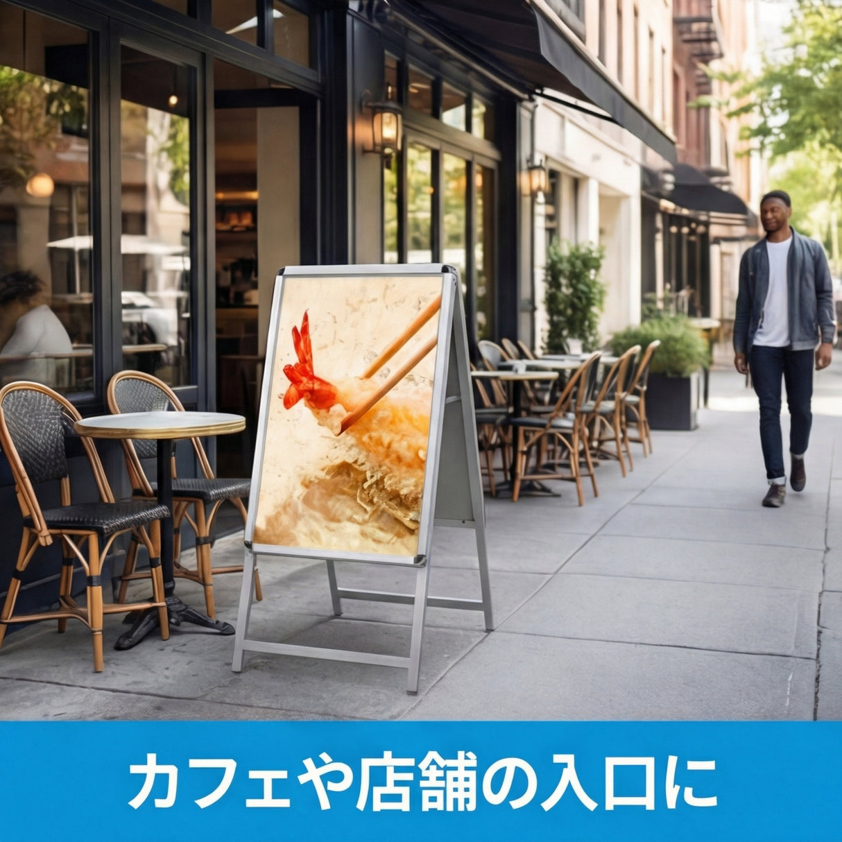 A型スタンド看板 C1サイズ 両面仕様 屋外対応 耐候 軽量 アルミフレーム 折りたたみ式 スタンドサイン 店舗用看板 シルバー ブラック 木目 c1-d