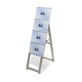 カードケーススタンド看板 A4横4 片面 シルバー kdks-a4y4kh