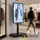 デジタルサイネージ 43インチ 高色域 2K 垂直型スタンドセット 縦横自由 可動 業務用 電子看板 ディスプレイ USBメモリー 大画面 液晶ディスプレイ 看板 店舗用 広告モニター 液晶パネル dsns-sj-43-gc