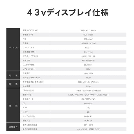 デジタルサイネージ 32/43インチ 垂直型スタンドセット コンテンツ配信 軽量 可動 電子看板 ディスプレイ USBメモリー 大画面 液晶ディスプレイ dsns-sj-gbt