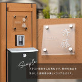 ガラス表札 正方形 オーダーメイド表札 130角・150角 サイズ選択可 厚み5mm/8mm 戸建て 門柱 二世帯対応 おしゃれ ネームプレート ローマ字・漢字対応 garasu-01
