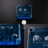 日本製 江戸硝子 ガラス 表札 会社 高耐候性 約148×148mm 化粧ビス付け 表札 戸建て ガラス 懐かしい風合い 手作り 表札 世界に一つだけのガラス表札 gs-nmpl-1099