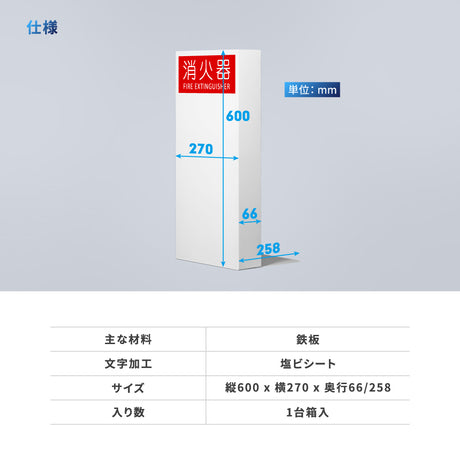 消火器 目隠しカバー /消火器カバー 鉄板製 切り文字加工「ブラック /ホワイト」gs-pl-hi600