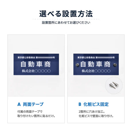 古物商プレート 紺色 許可証標識 全国公安委員会対応 警察署対応 穴あけ・両面テープ・スタンド選択可 gs-pl-kobutsu
