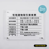 令和7年改正版 宅地建物取引業者票 透明クリア W450×H350mm 法定看板 事務所用 gspl-3tr