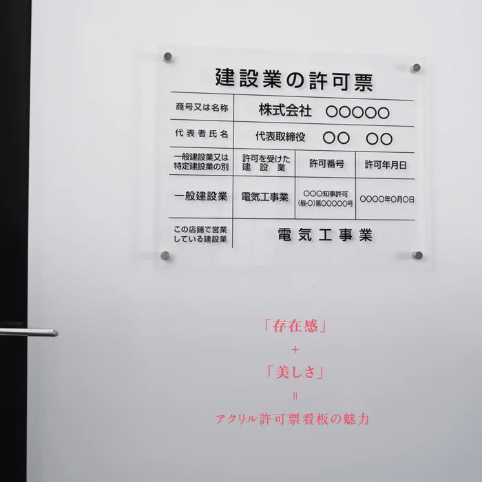 建設業許可票 看板 W450×H350×t5mm 内容印刷込み 文字入れ無料 法定看板 事務所用 gspl-5rb