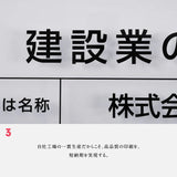 建設業許可票 看板 W450×H350×t5mm 内容印刷込み 文字入れ無料 法定看板 事務所用 gspl-5rb