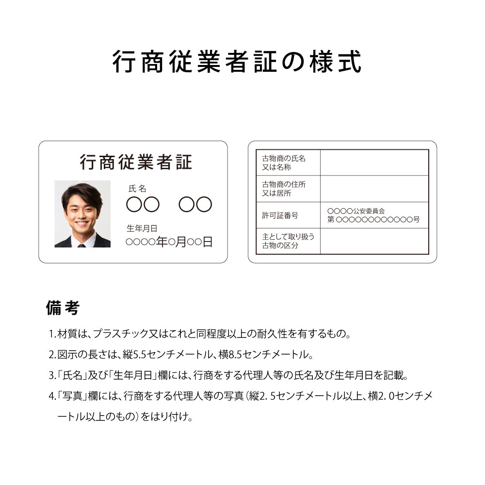 古物商 行商従業者証 プレート W160mm×H80mm 許可証 質屋 金属くず商 gspl-73